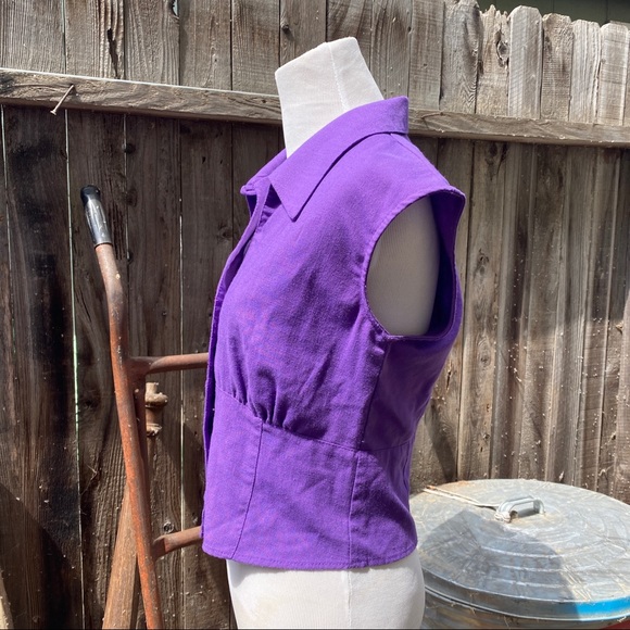 1970s Vintage Banjo Purple Western Tank Top Blouse - Picture 2 of 7
